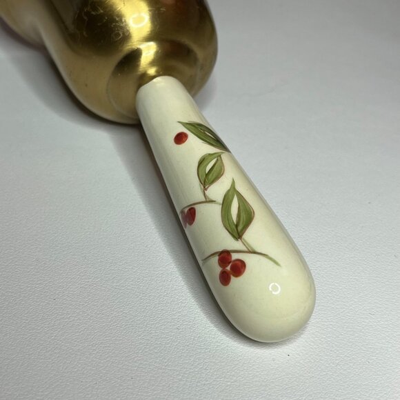 Brass Bell with Porcelain Handle Beautiful Sounding Ring - Picture 7 of 7